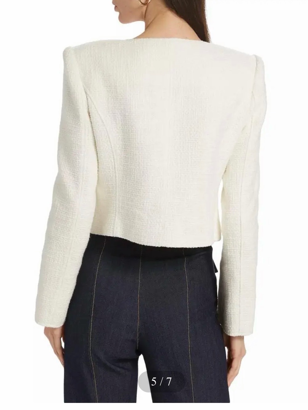 cinq a sept Randy Cream Textured Tweed Jacket with Jeweled Buttons - Picture 2 of 6